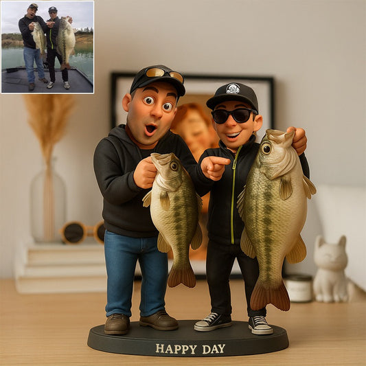 Custom Fishing Photo Pixar Cartoon Style Acrylic Plaque