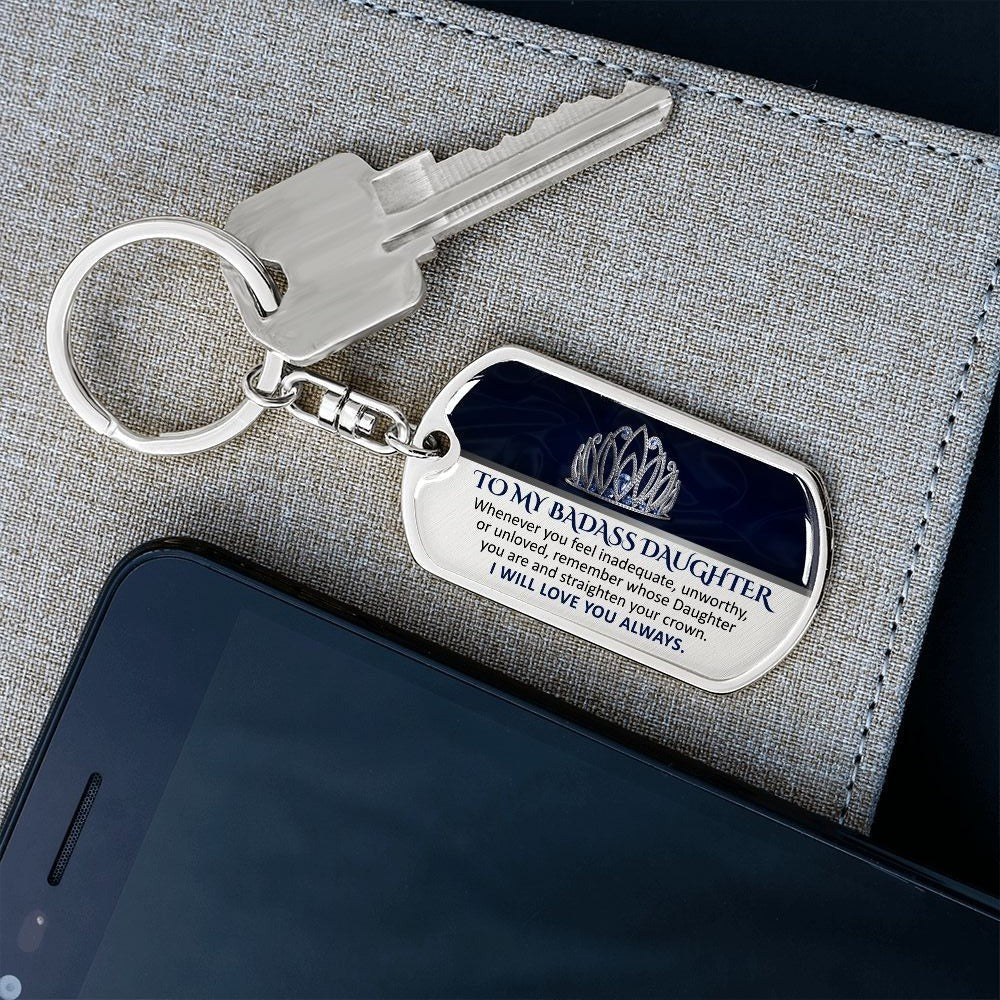 To My Badass Daughter Keychain - Gift Ideas For Adult Daughter Present Ideas