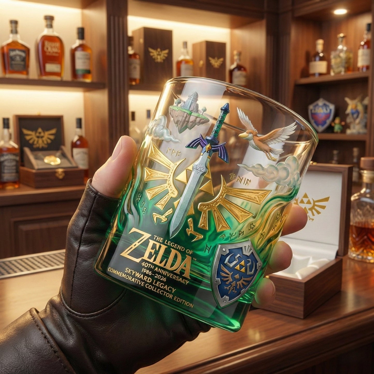 TLoZ 40th Anniversary - The Hero's Legend Whiskey Glass