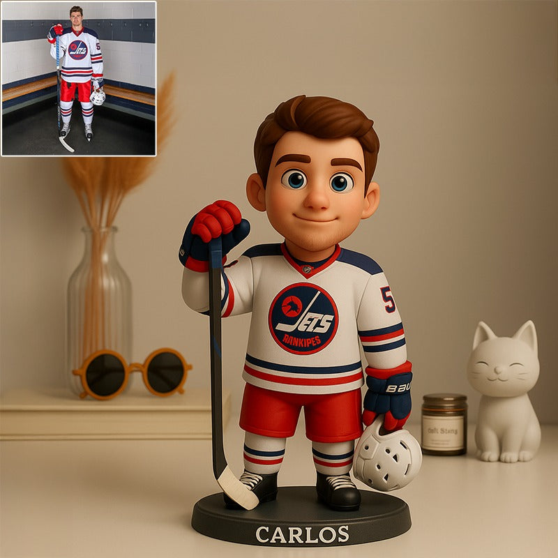 Custom Ice Hockey Photo Pixar Cartoon Style Acrylic Plaque