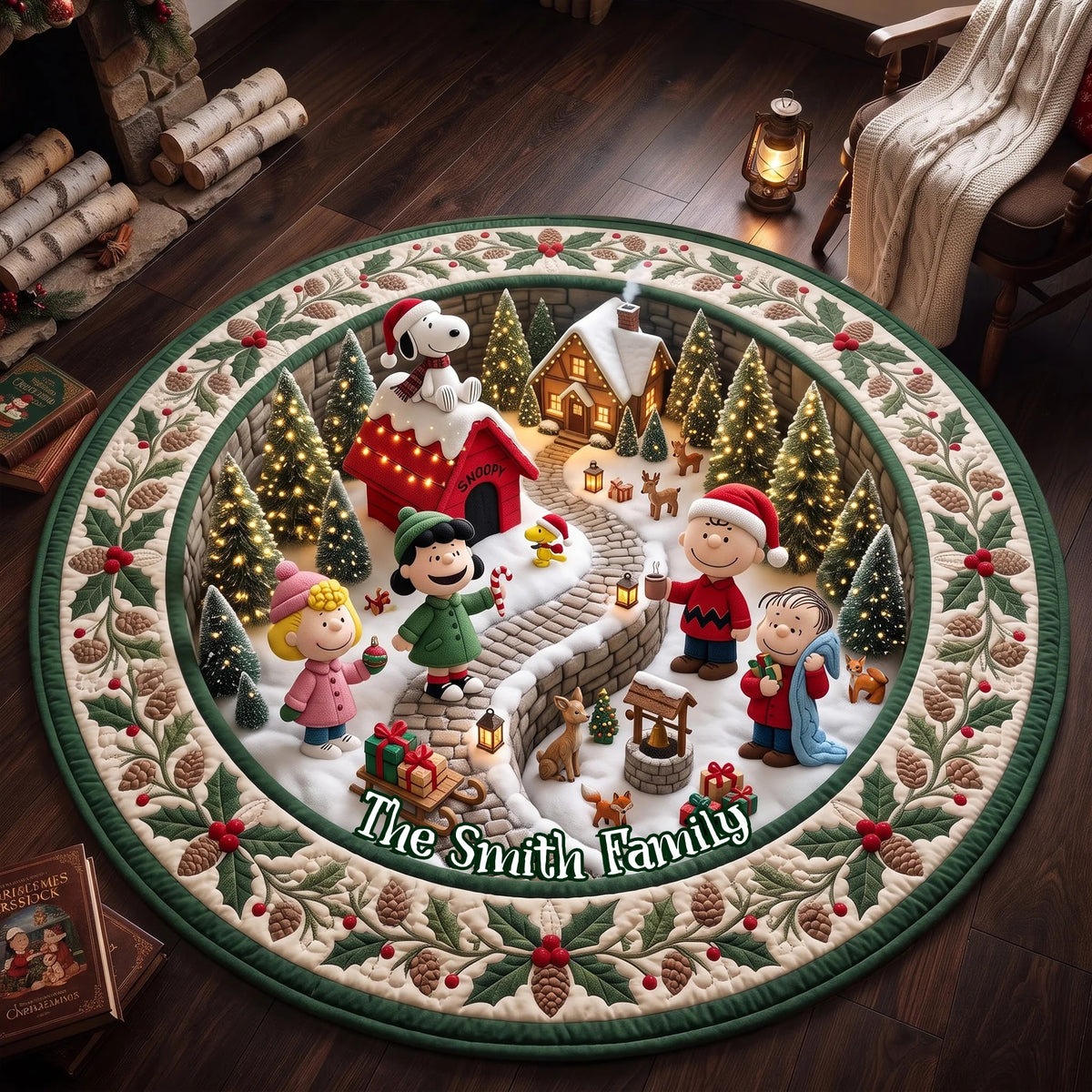 Warm Christmas Round Rug - Personalized Christmas Gifts For Family