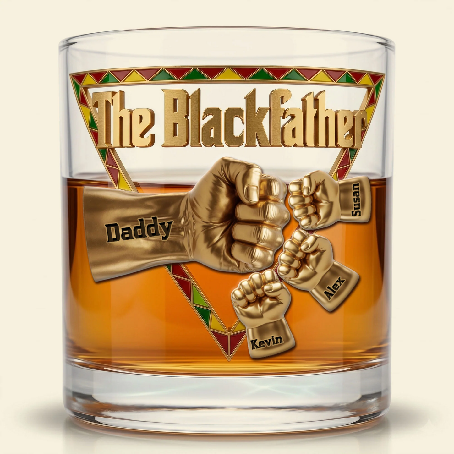 The Black Father 11oz Round Glass - Personalized Gifts For Dad