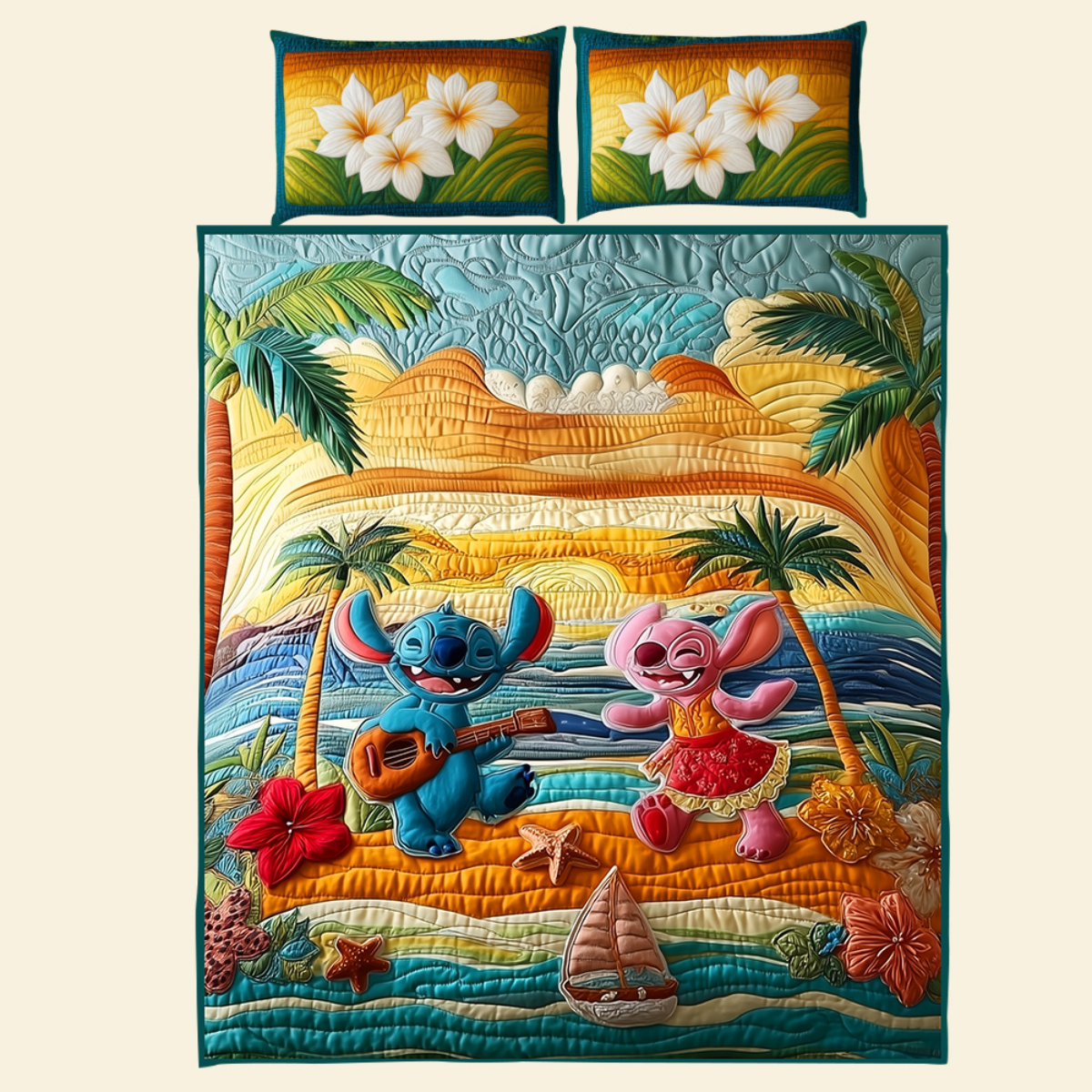 Tropical Beach - Personalized Gifts For Couple Quilt Bedding Set