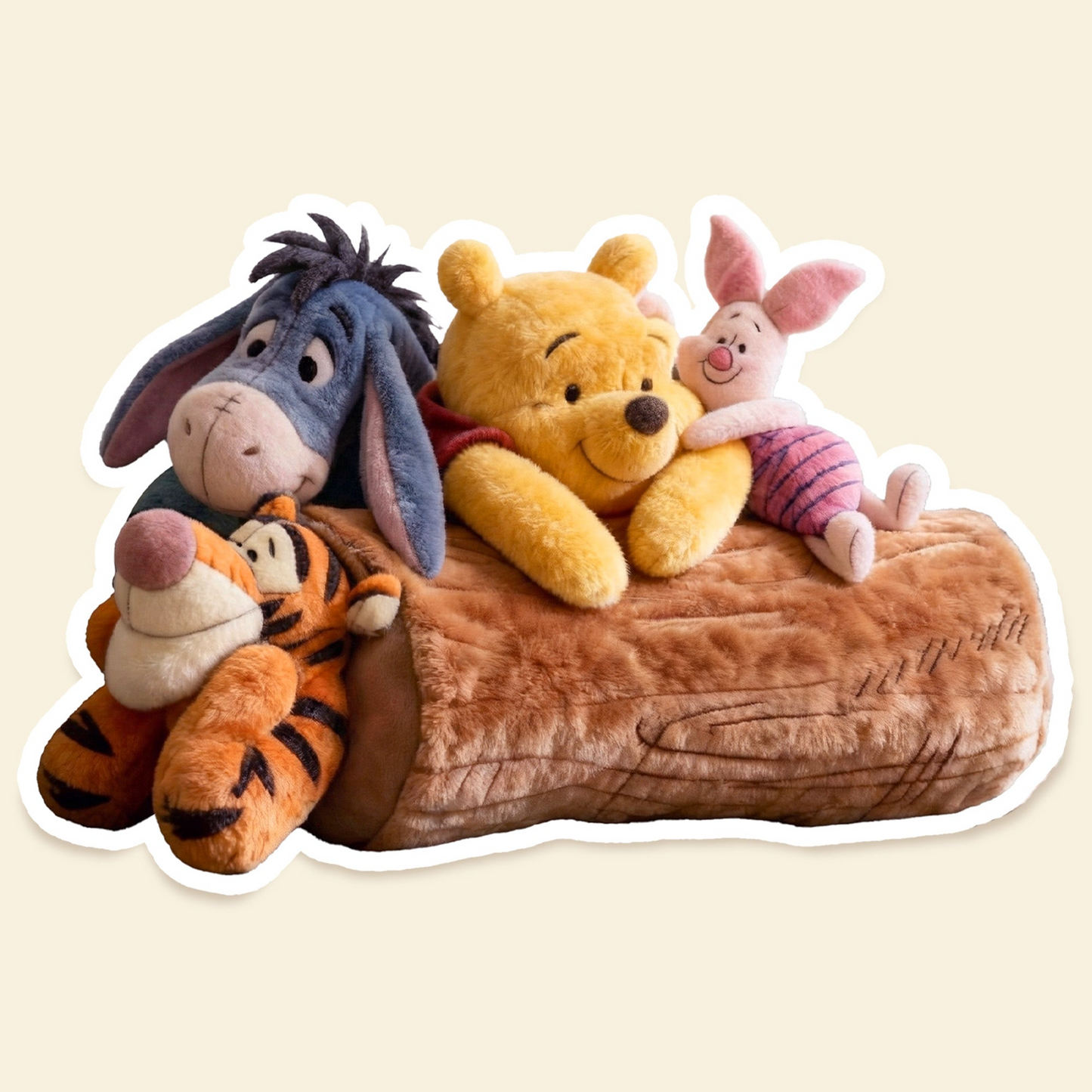 Peeking In Wood Log Shaped Pillow - Personalized Gifts For Cuteness Lovers