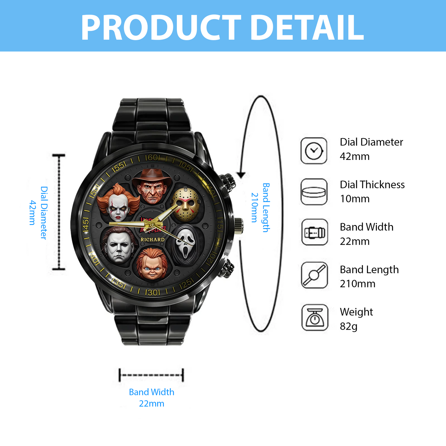Horror Movie Villains Watch, Personalized Gifts For Horror Movie Fans