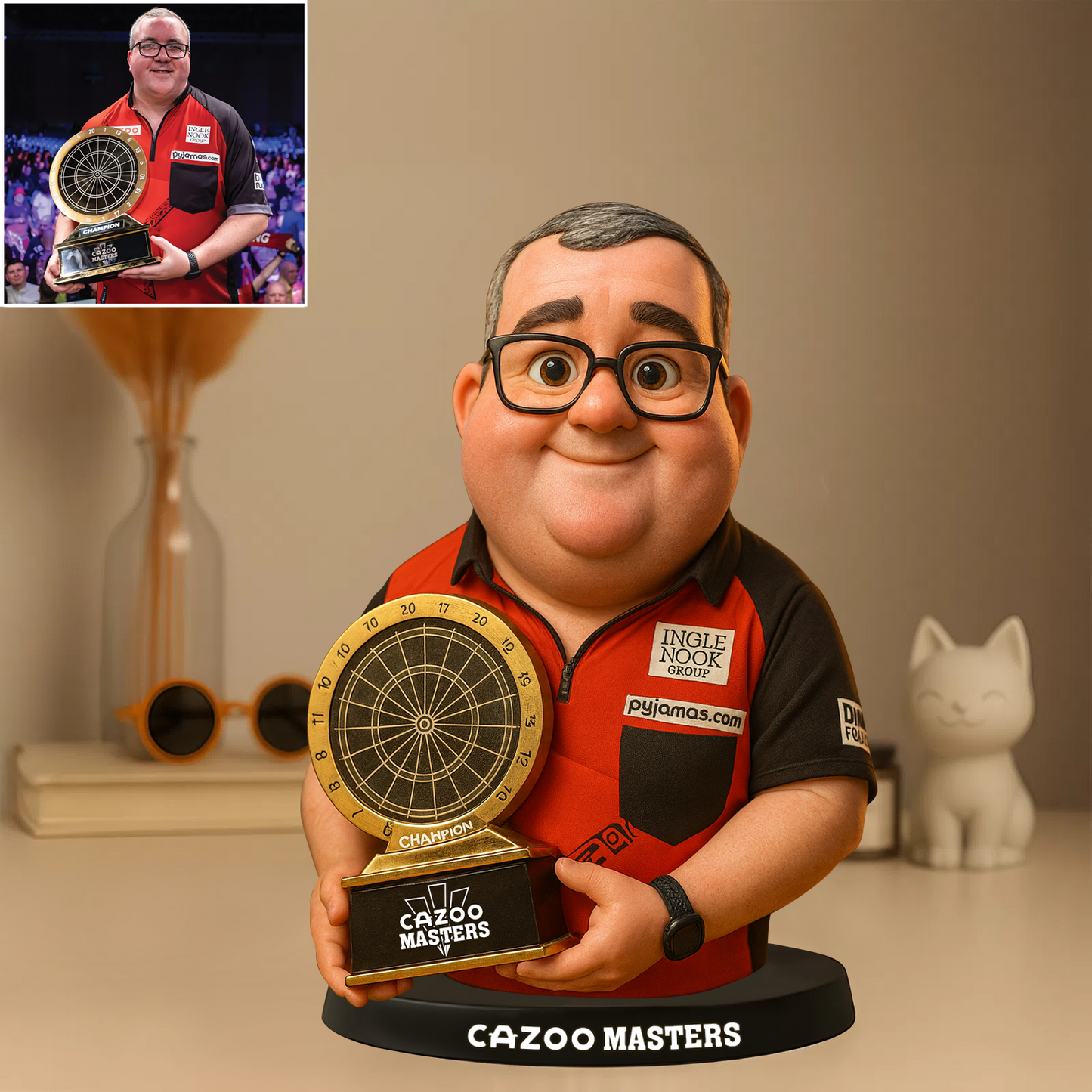 Custom Darts Photo Pixar Cartoon Style Acrylic Plaque