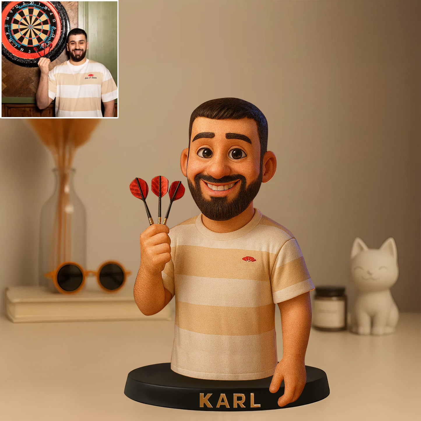 Custom Darts Photo Pixar Cartoon Style Acrylic Plaque