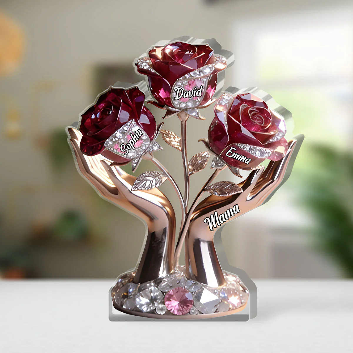 Mom Grandma Rose Tree - Personalized Custom Shaped Acrylic Plaque