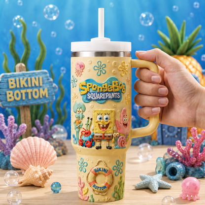Ocean Friends Tumbler With Handle - Personalized Yellow Friend Gifts