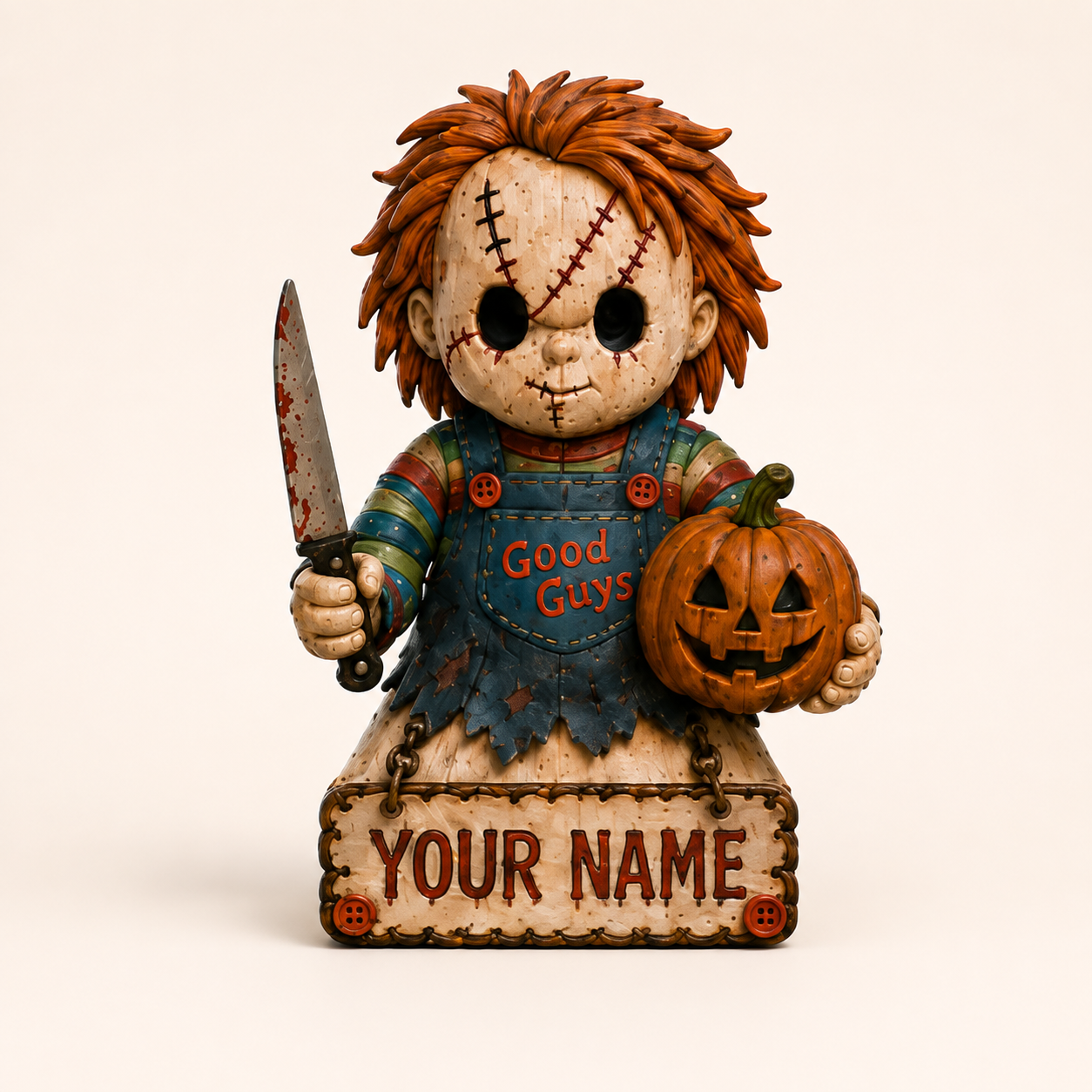 Personalized Horror Villain Wooden Plaque - Custom Halloween Name Sign