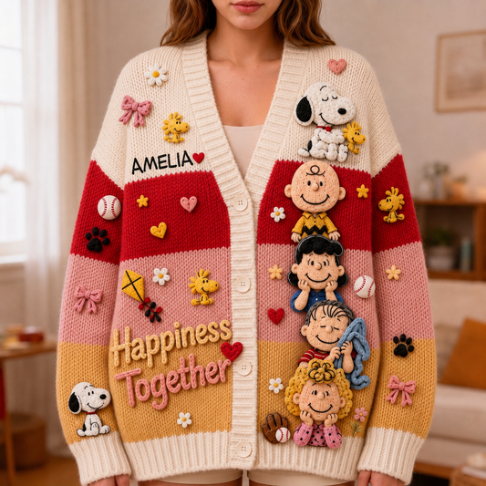 Personalized Classic Comic Friends For Her - Custom Name Cardigan