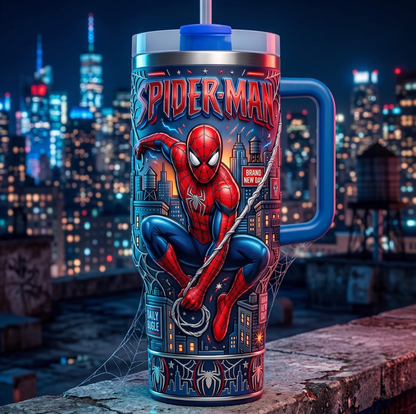 Spider Superhero Tumbler with Handle – Comic City Hero Tumbler Gift for Superhero Fans