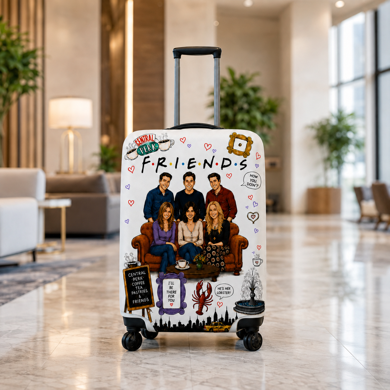 Personalized TV Show Inspired Luggage Cover – Custom Suitcase Protector