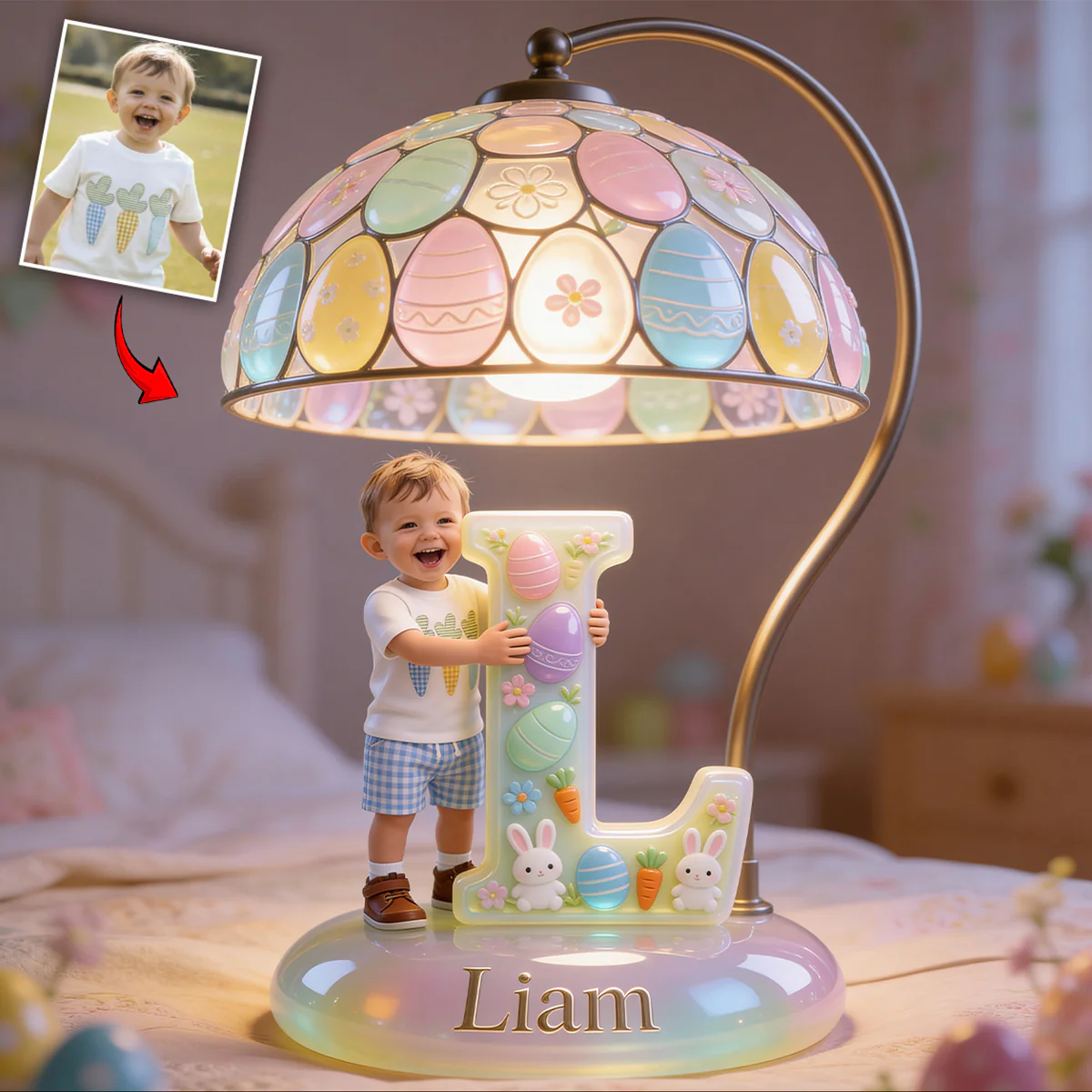 Easter Bunny Kids - Personalized Kid Acrylic LED Night Light