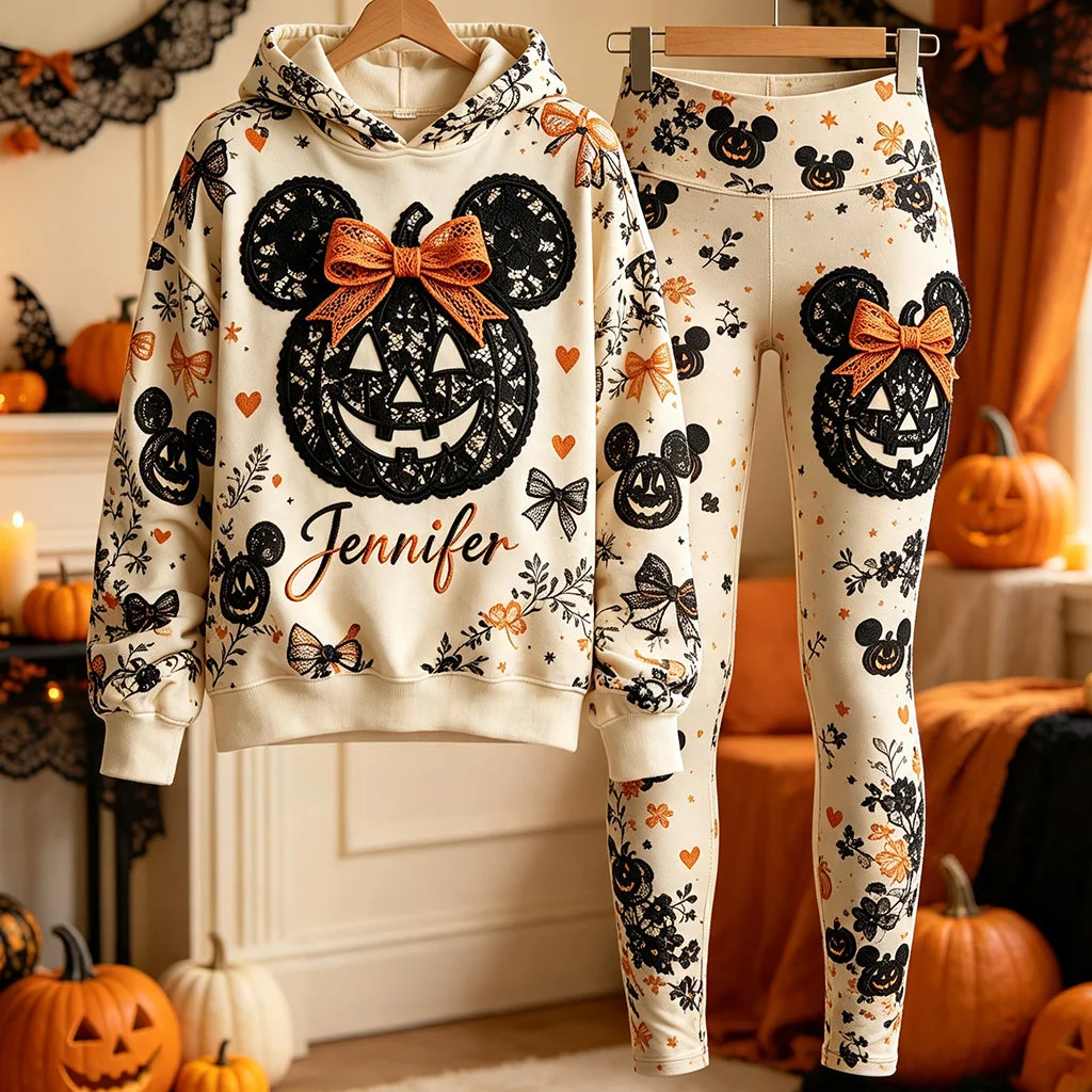 Halloween Pumpkin Mouse - Personalized Hoodie and Leggings
