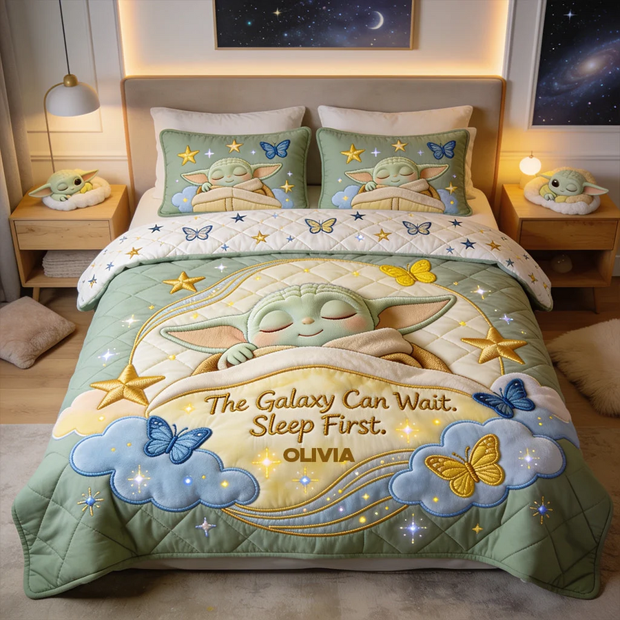 Personalized The Force Bedding Set - Custom Name Galaxy Quilts Blanket & Pillowcase