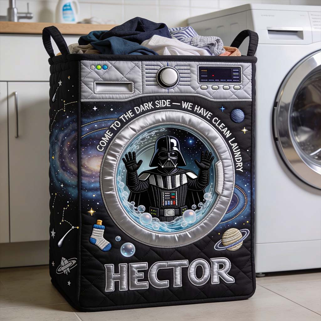 Personalized The Force Quilt Basket - Custom Name Laundry Basket