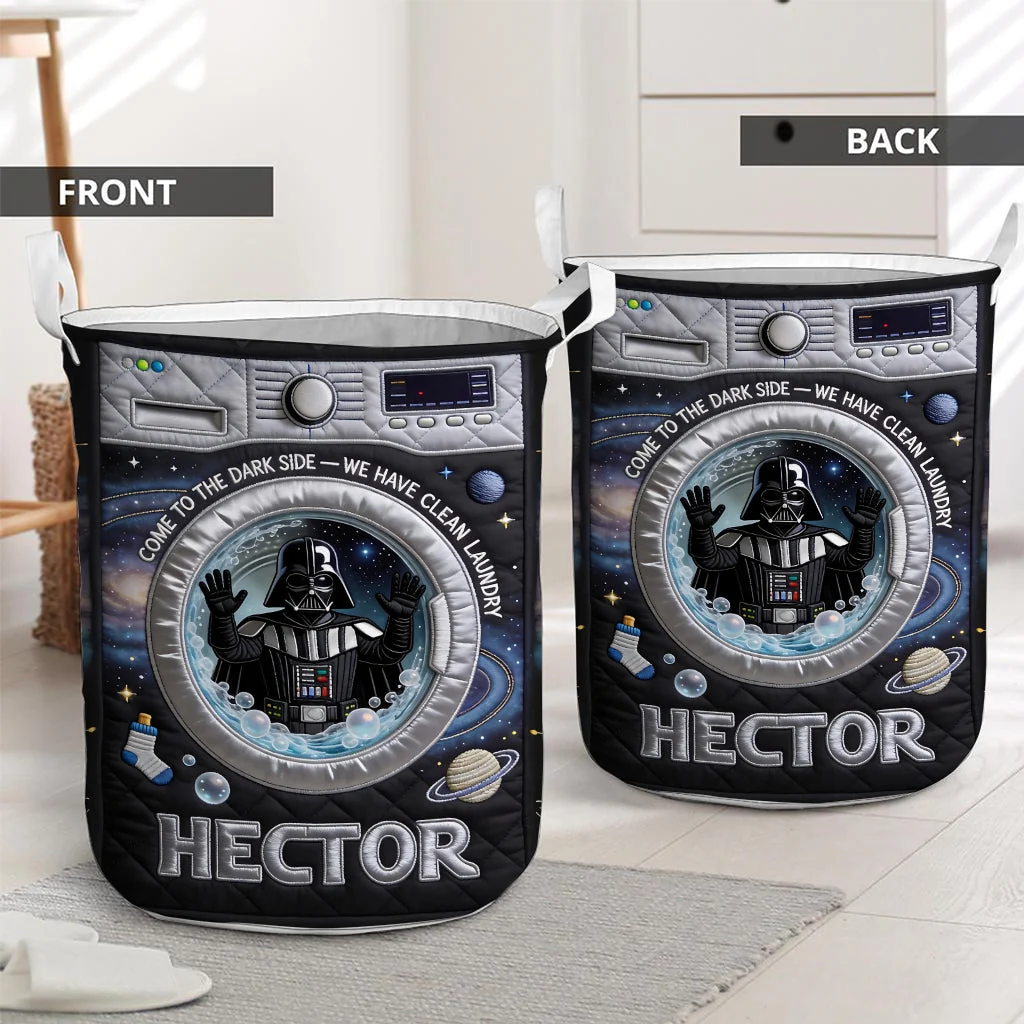 Personalized The Force Quilt Basket - Custom Name Laundry Basket