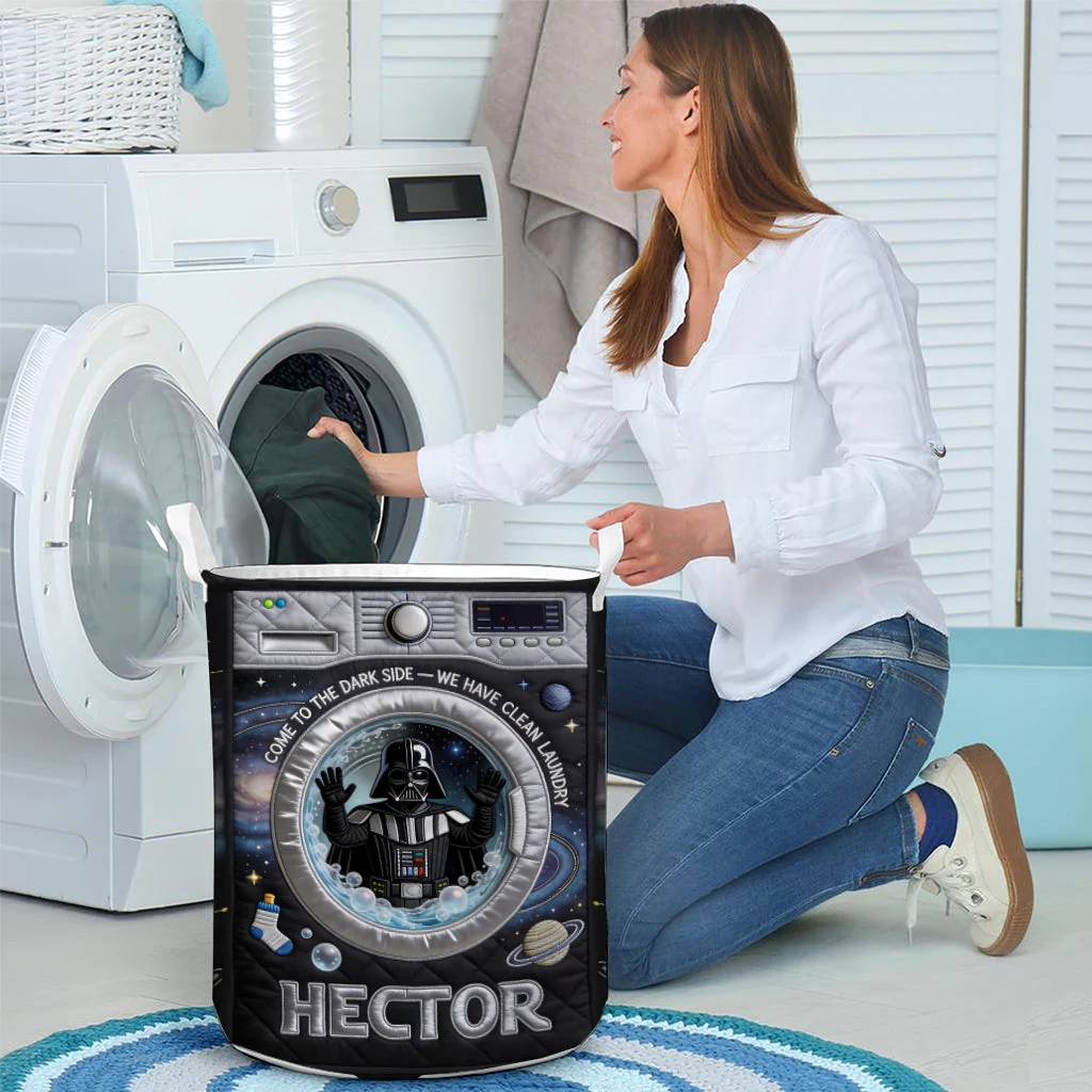 Personalized The Force Quilt Basket - Custom Name Laundry Basket