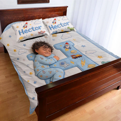 Initial Letter Gift For Kids - Personalized Kid Bedding Set