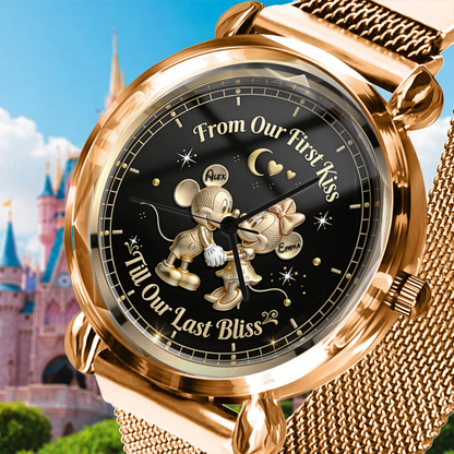 Custom Couple Name Mouse Handwatch - Personalized Magic Mouse Hand Watch