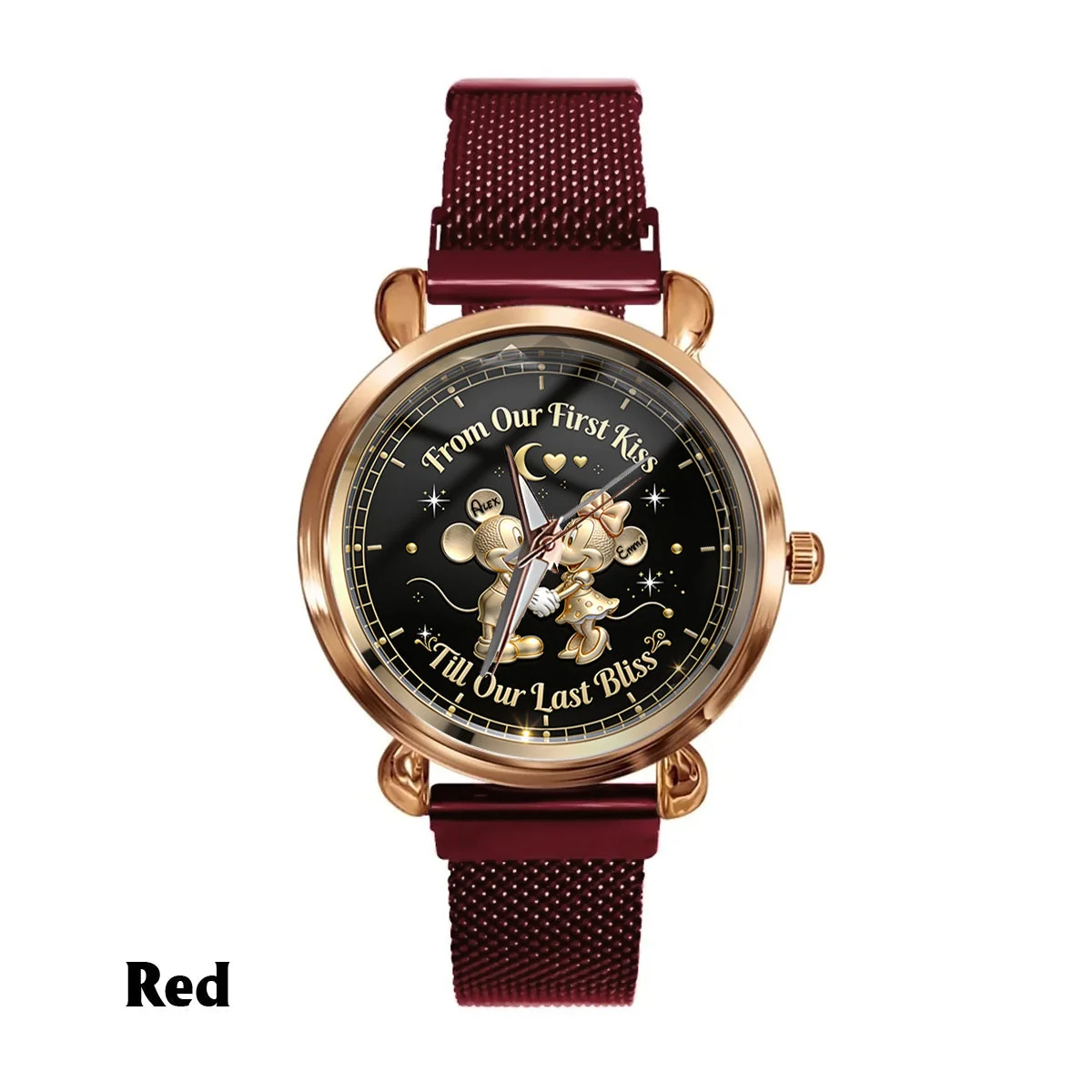 Custom Couple Name Mouse Handwatch - Personalized Magic Mouse Hand Watch