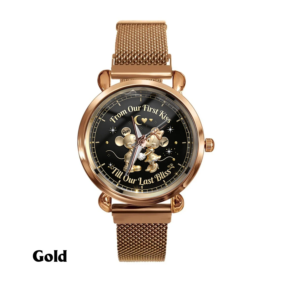 Custom Couple Name Mouse Handwatch - Personalized Magic Mouse Hand Watch
