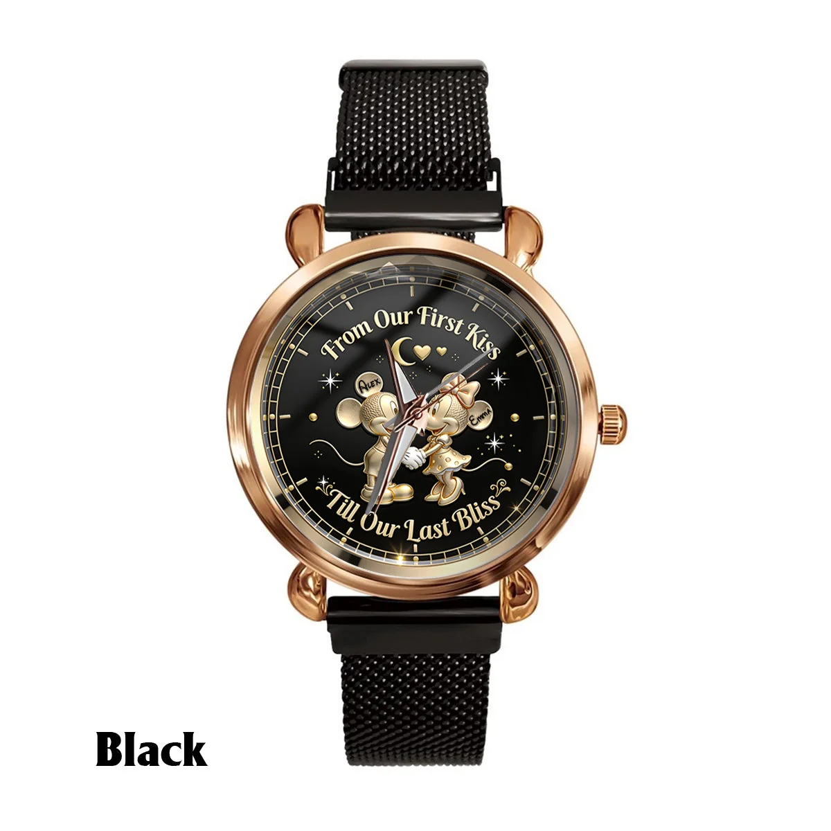Custom Couple Name Mouse Handwatch - Personalized Magic Mouse Hand Watch
