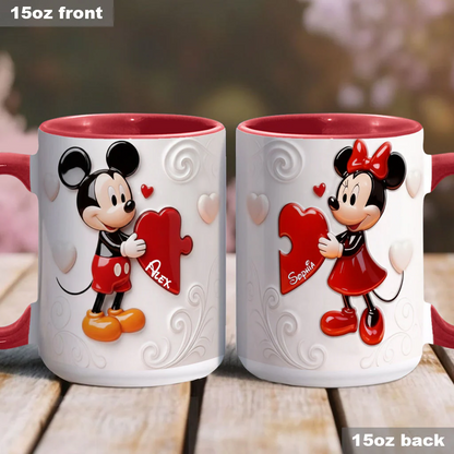 Magical Cartoon Mouse Couple, Matching Mug - Personalized Mouse Accent Mug