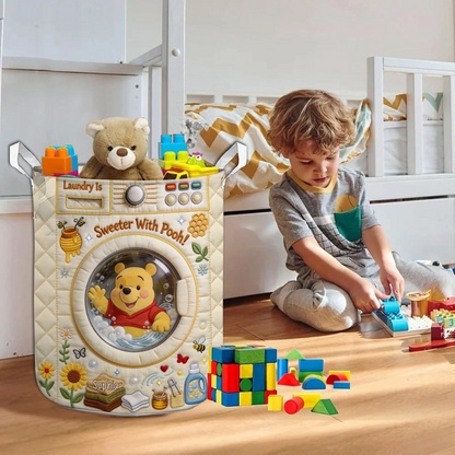 Laundry Is Sweater With Honey Bear - Personalized Quilted Laundry Basket