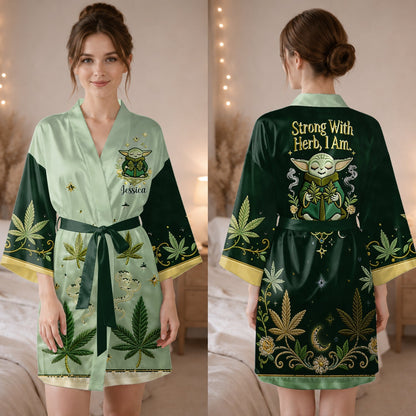 Strong With Herb - Personalized The Force Satin Robe