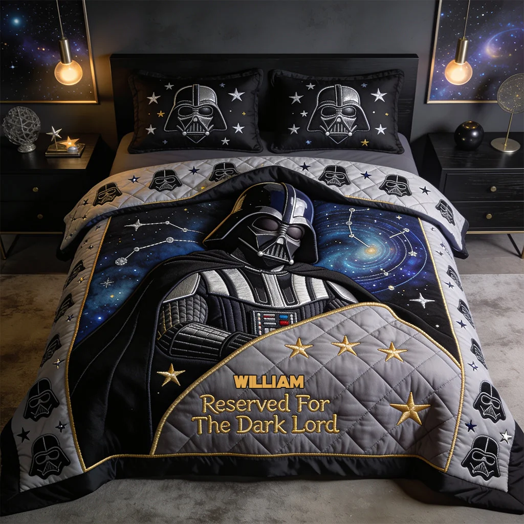 Personalized The Force Quilts  Bedding Set - Custom Name Galaxy Blanket & Pillowcase