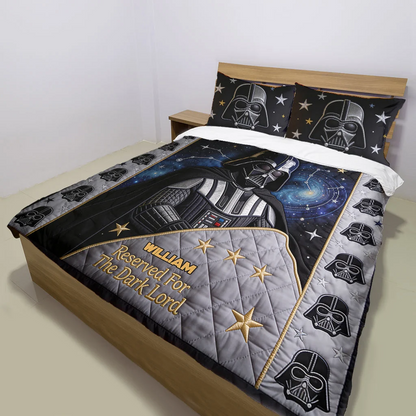 Personalized The Force Quilts  Bedding Set - Custom Name Galaxy Blanket & Pillowcase