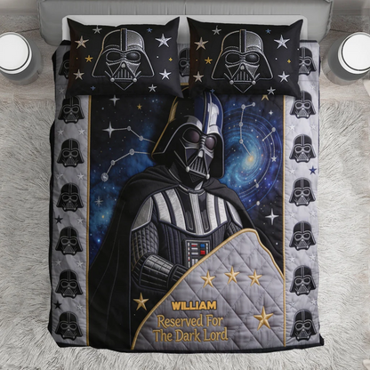 Personalized The Force Quilts  Bedding Set - Custom Name Galaxy Blanket & Pillowcase