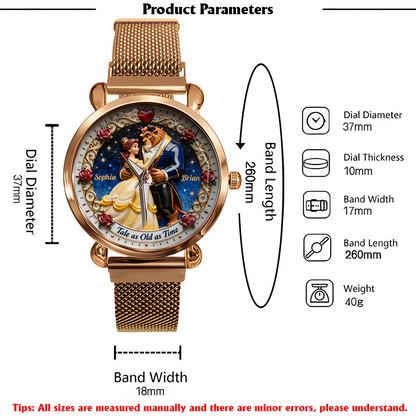 Tale As Old As Time - Personalized Couple Women Hand Watch