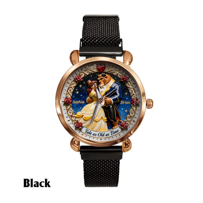 Tale As Old As Time - Personalized Couple Women Hand Watch