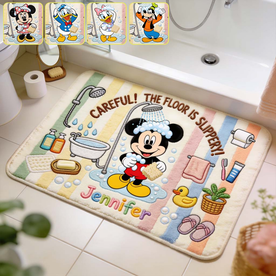 Personalized Mouse & Friends Rug – Custom Name Non-Slip Tufted Rug