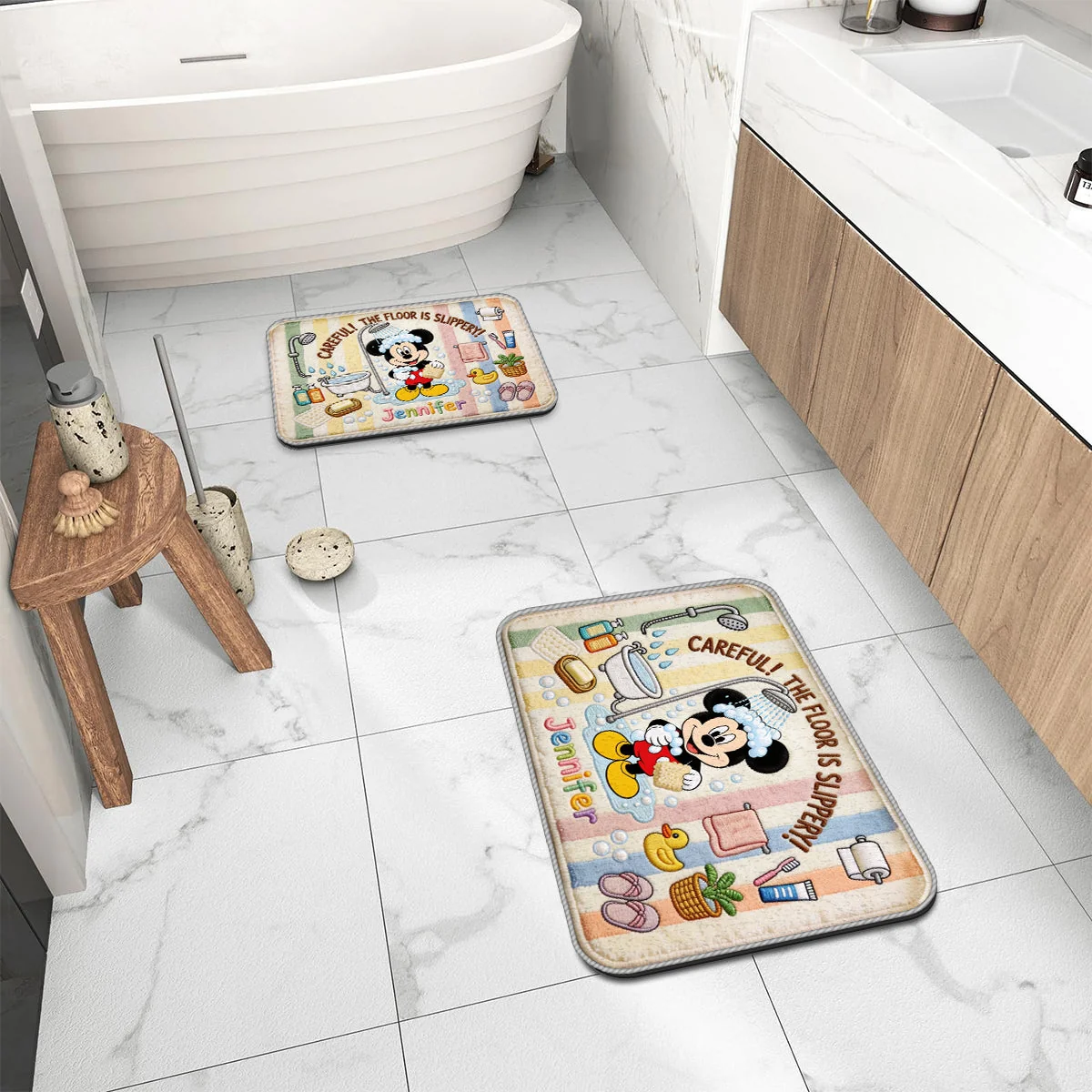 Personalized Mouse & Friends Rug – Custom Name Non-Slip Tufted Rug
