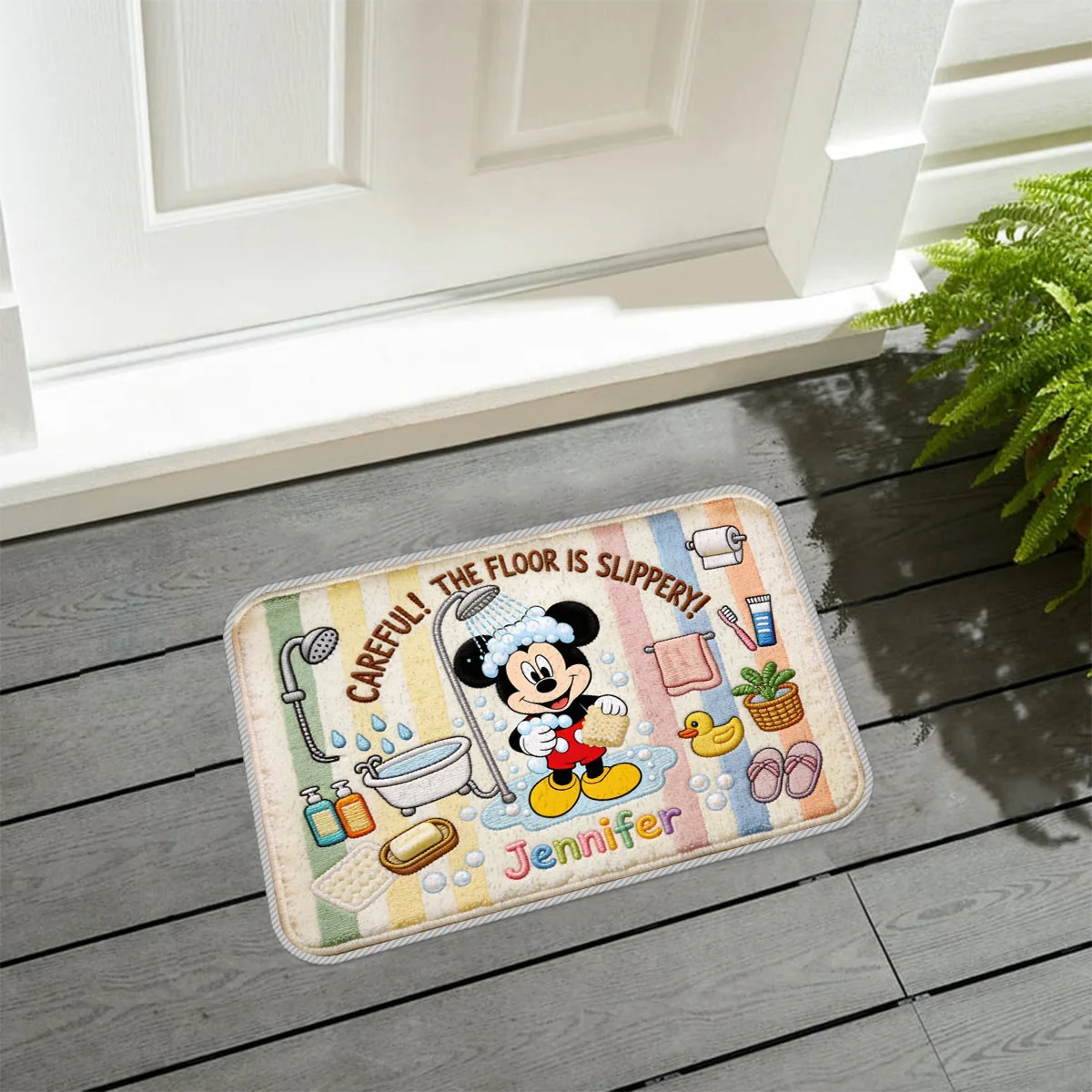 Personalized Mouse & Friends Rug – Custom Name Non-Slip Tufted Rug