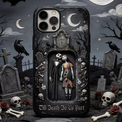 Personalized Halloween Couple Phone Case - Nightmare Skeleton Gift