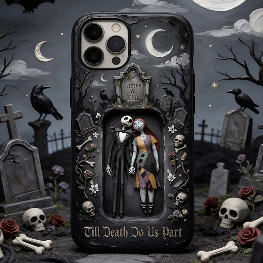 Personalized Halloween Couple Phone Case - Nightmare Skeleton Gift