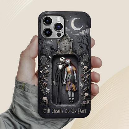 Personalized Halloween Couple Phone Case - Nightmare Skeleton Gift