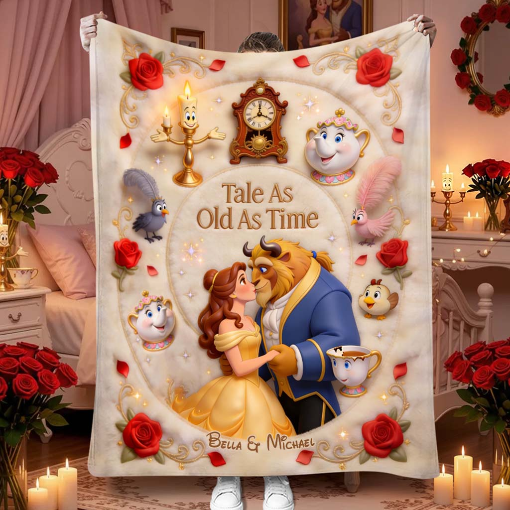 Tale As Old As Time - Personalized Beast Couple Blanket