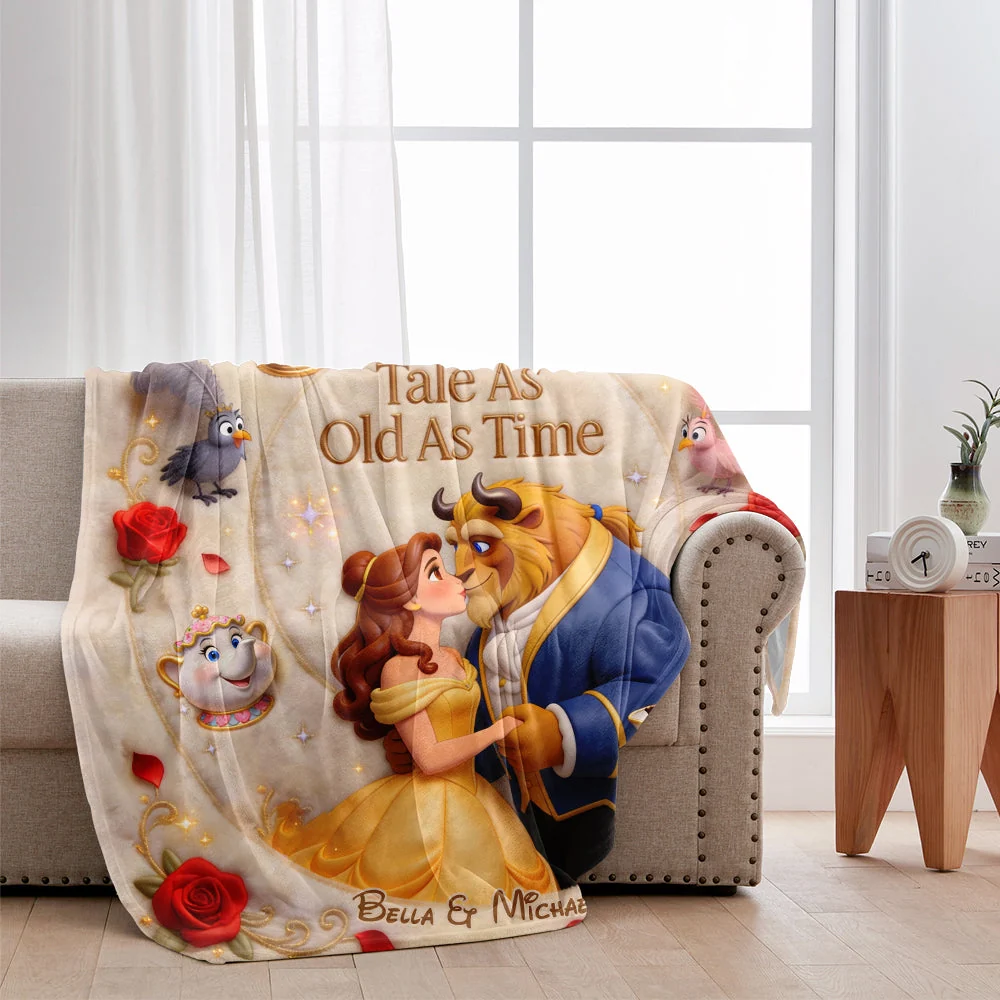Tale As Old As Time - Personalized Beast Couple Blanket