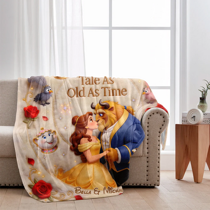 Tale As Old As Time - Personalized Beast Couple Blanket