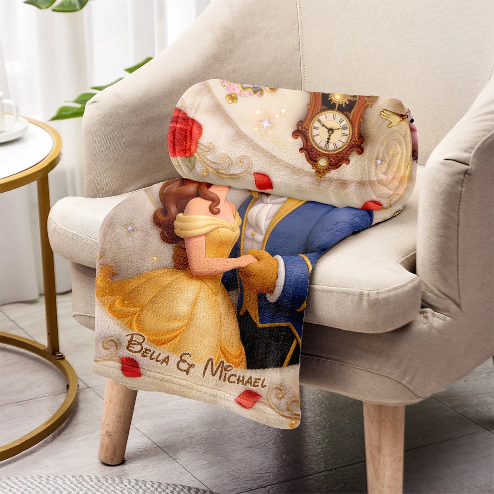 Tale As Old As Time - Personalized Beast Couple Blanket