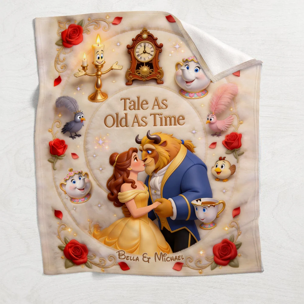 Tale As Old As Time - Personalized Beast Couple Blanket