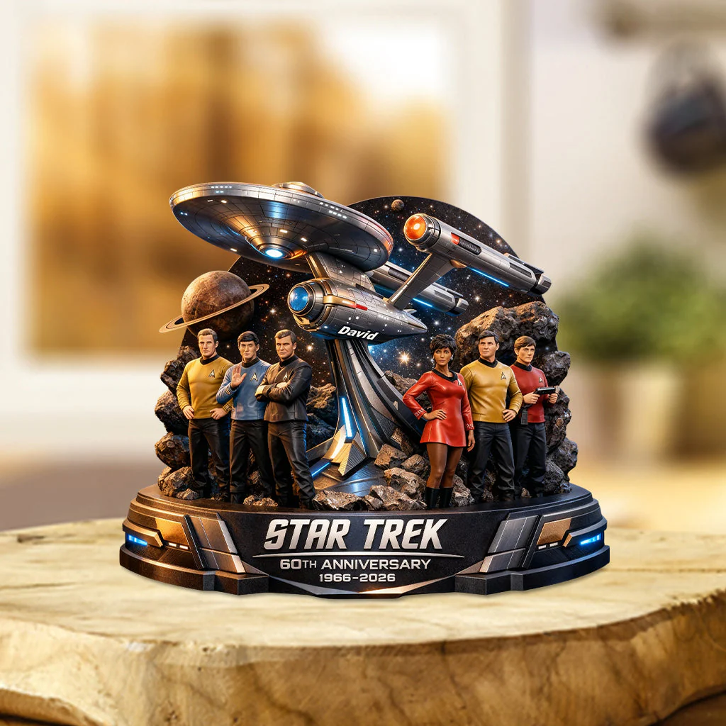 Final Frontier Crew 60th Anniversary Collectible - Personalized Star Fleet Custom Shaped Acrylic Plaque