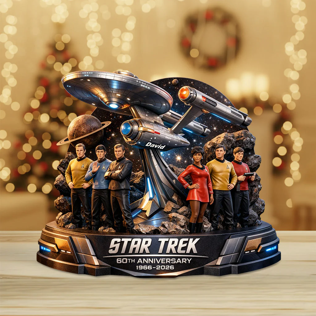 Final Frontier Crew 60th Anniversary Collectible - Personalized Star Fleet Custom Shaped Acrylic Plaque