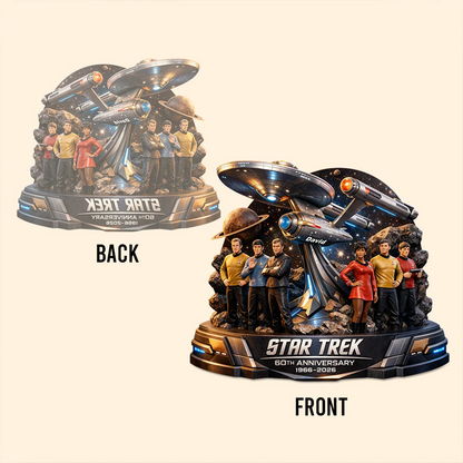 Final Frontier Crew 60th Anniversary Collectible - Personalized Star Fleet Custom Shaped Acrylic Plaque